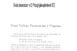 César Vallejo: premonición y vísperas