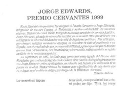 Jorge Edwards, Premio Cervantes 1999