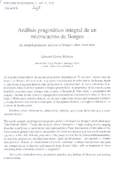 Análisis pragmático integral de un microcuento de Borges