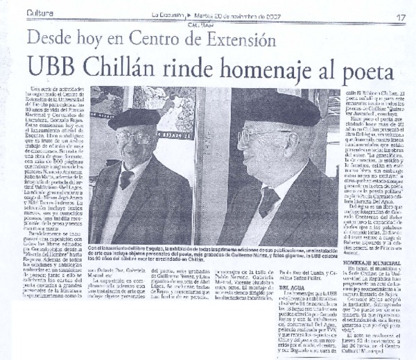 UBB Chillán rinde homenaje al poeta