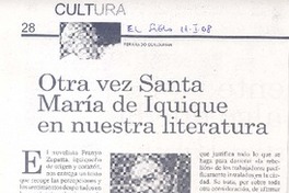 Otra vez Santa María de Iquique en nuestra literatura