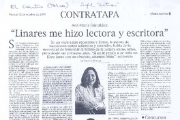 "Linares me hizo lectora y escritora"
