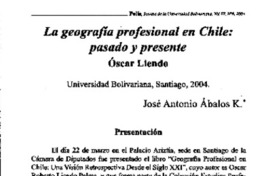 La geografía profesional de Chile: pasado y presente