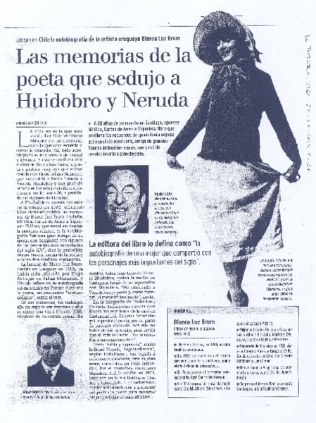 Las memorias de la poeta que sedujo a Huidobro y Neruda