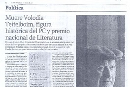 Muere Volodia Teitelboim, figura histórica del PC y premio nacional de Literatura