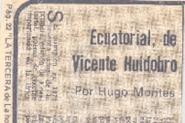 Ecuatorial, de Vicente Huidobro
