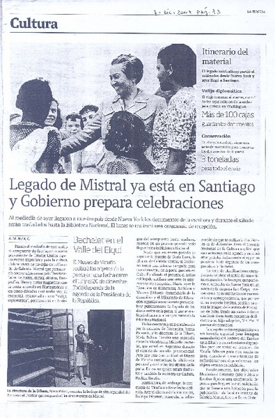 Legado de Mistral ya está en Santiago y Gobierno prepara celebraciones