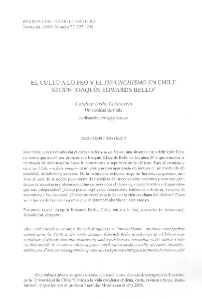 El culto a lo feo y el invunchismo en Chile según Joaquín Edwards Bello