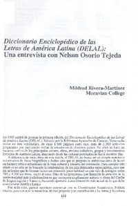 Diccionario Enciclopédico de las Letras de América Latina(DELAL): Una entrevista con Nelson Osorio Tejeda