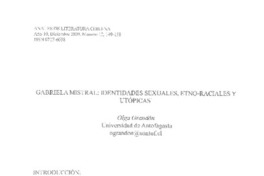 Gabriela Mistral: identidades sexuales, etno-raciales y utópicas