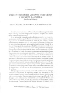 Presentación de Vicente Huidobro y Manuel Bandeira