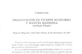 Presentación de Vicente Huidobro y Manuel Bandeira