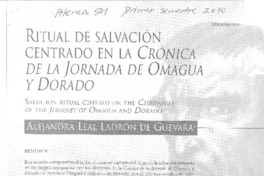 Ritual de salvación centrado en la Crónica de la jornada de Omagua y Dorado