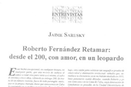 Roberto Fernández Retamar, desde el 200, con amor, en un leopardo