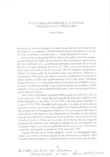 Fray Camilo Henríquez y la primera "Teología de la liberación"