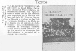 La Elección presidencial de 1920.