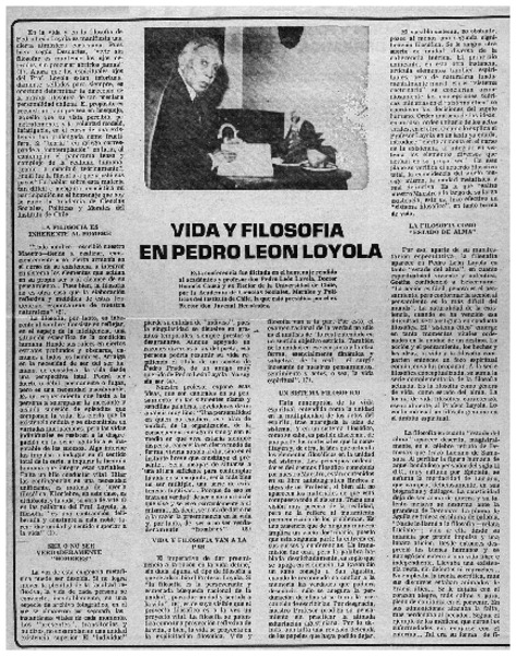 Vida y filosofía en Pedro León Loyola.