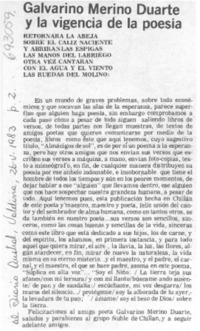 Galvarino Merino Duarte y la vigencia de la poesía.