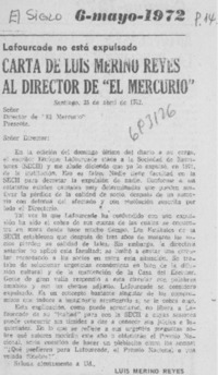 Carta de Luis Merino Reyes al director de "El Mercurio"