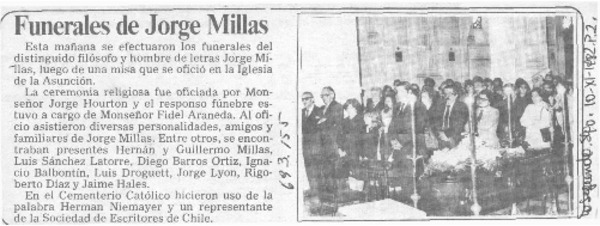 Funerales de Jorge Millas.