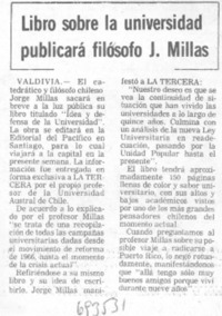 Libro sobre la universidad publicará J. Millas.