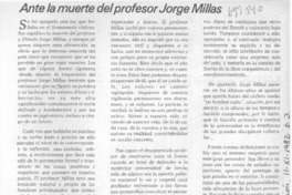 Ante la muerte del profesor Jorge Millas