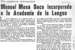 Manuel Mesa Seco incorporado a la Academia de la Lengua.