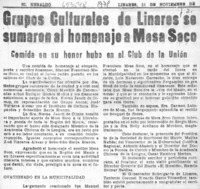 Grupos culturales de Linares se sumaron al homenaje a Mesa Seco.