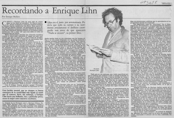 Recordando a Enrique Lihn