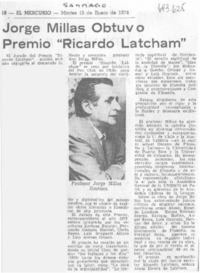 Jorge Millas obtuvo premio "Ricardo Latcham".