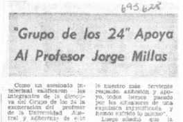 "Grupo de los 24" apoya al profesor Jorge Millas.