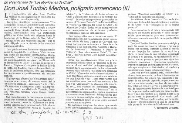 Don José Toribio Medina, polígrafo americano (II)