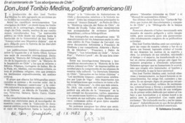 Don José Toribio Medina, polígrafo americano (II)