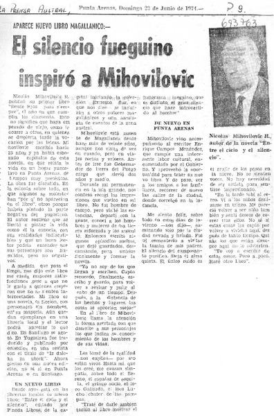 El Silencio fueguino inspiró a Mihovilovic.