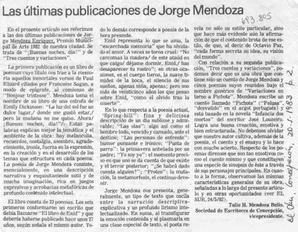 Las últimas publicaciones de Jorge Mendoza