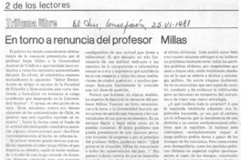 En torno a renuncia del profesor Millas