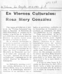 En viernes culturales: Rosa_Mery González.