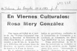 En viernes culturales: Rosa_Mery González.
