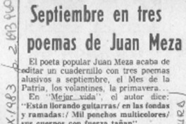 Septiembre en tres poemas de Juan Meza.