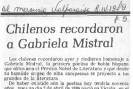 Chilenos recordaron a Gabriela Mistral.