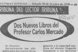 Dos nuevos libros del profesor Carlos Mercado