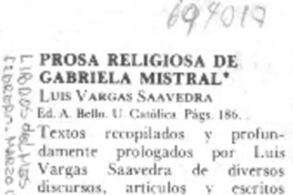 Prosa religiosa de Gabriela Mistral.