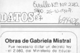 Obras de Gabriela Mistral.