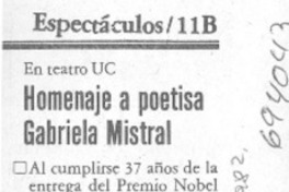 Homenaje a poetisa Gabriela Mistral.