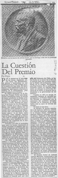 La cuestión del premio