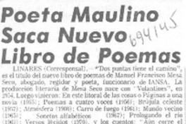 Poeta maulino saca nuevo libro de poemas.