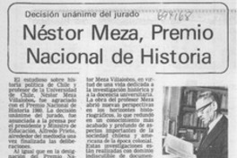 Néstor Meza, Premio Nacional de Historia.