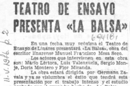 Teatro de ensayo presenta "La balsa".