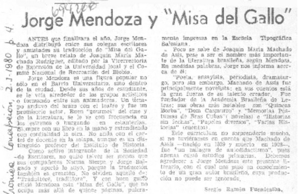 Jorge Mendoza y "Misa del gallo"