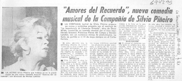 Amores del recuerdo", nueva comedia musical de la Compañía de la Compañía de Silvia Piñeiro.